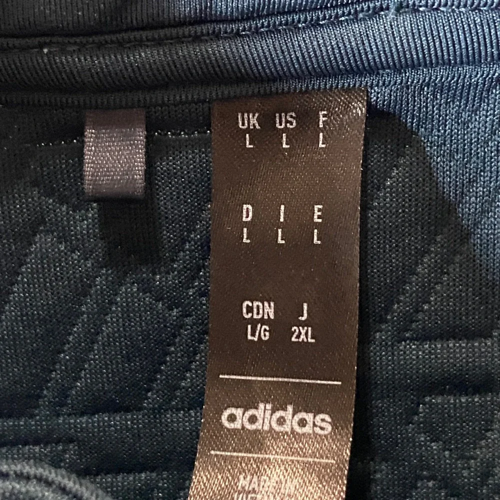 Adidas Mens 1/4 Zip Textured Geometric Pullover Teal Blue‎ Size Large